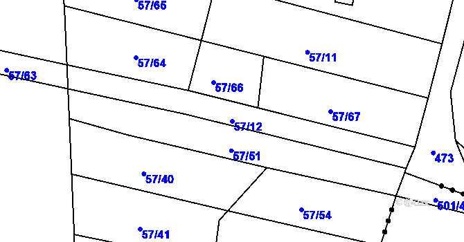 Parcela st. 57/12 v KÚ Suchý, Katastrální mapa