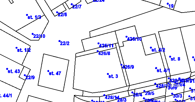 Parcela st. 426/8 v KÚ Suchý, Katastrální mapa