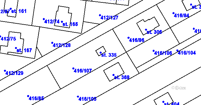 Parcela st. 335 v KÚ Suchý, Katastrální mapa