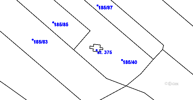 Parcela st. 375 v KÚ Suchý, Katastrální mapa