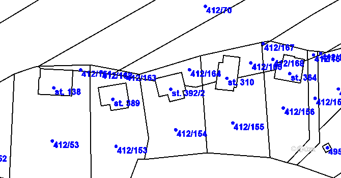 Parcela st. 392/2 v KÚ Suchý, Katastrální mapa