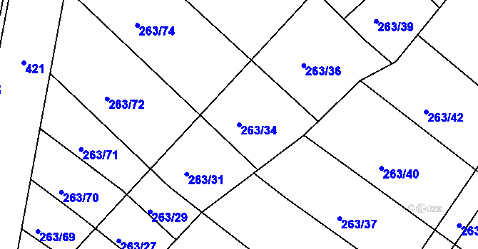 Parcela st. 263/34 v KÚ Suchý, Katastrální mapa