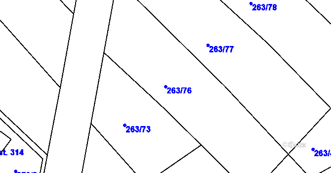 Parcela st. 263/76 v KÚ Suchý, Katastrální mapa