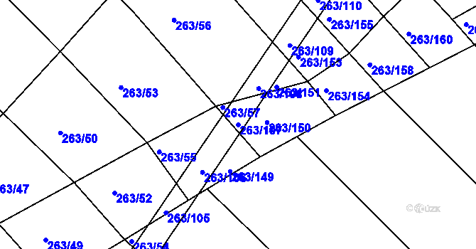 Parcela st. 263/107 v KÚ Suchý, Katastrální mapa