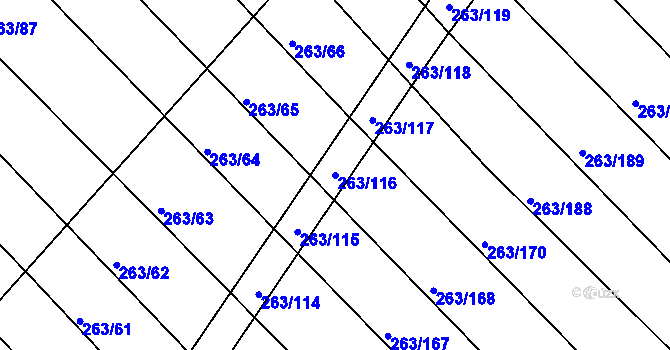 Parcela st. 263/116 v KÚ Suchý, Katastrální mapa