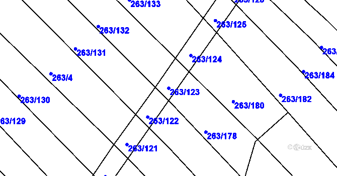 Parcela st. 263/123 v KÚ Suchý, Katastrální mapa