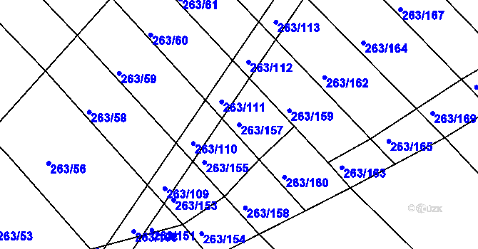 Parcela st. 263/157 v KÚ Suchý, Katastrální mapa