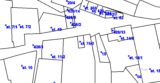 Parcela st. 75/2 v KÚ Suchý, Katastrální mapa