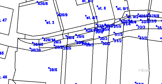 Parcela st. 29/4 v KÚ Suchý, Katastrální mapa