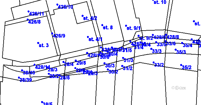 Parcela st. 30/5 v KÚ Suchý, Katastrální mapa