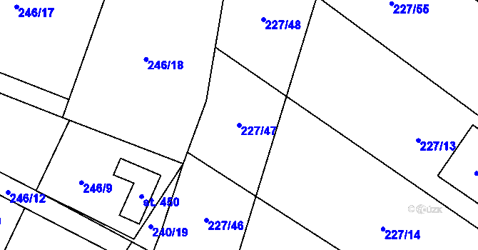 Parcela st. 227/47 v KÚ Suchý, Katastrální mapa
