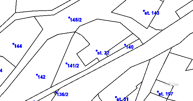 Parcela st. 32 v KÚ Suchý Důl, Katastrální mapa