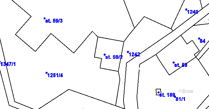 Parcela st. 59/2 v KÚ Suchý Důl, Katastrální mapa