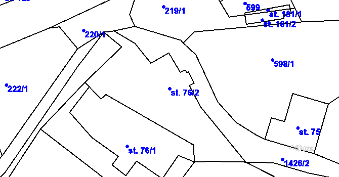 Parcela st. 76/2 v KÚ Suchý Důl, Katastrální mapa