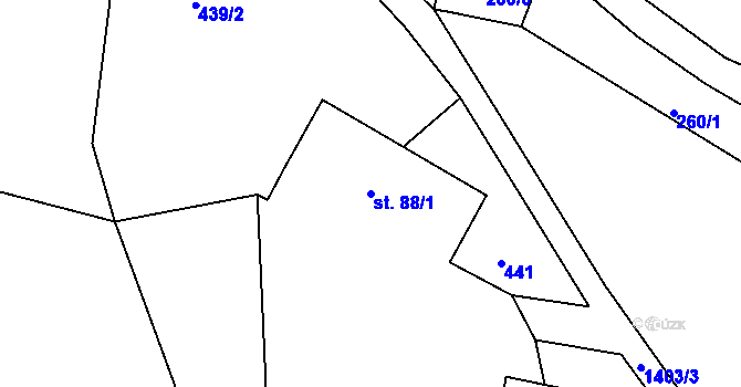 Parcela st. 88/1 v KÚ Suchý Důl, Katastrální mapa