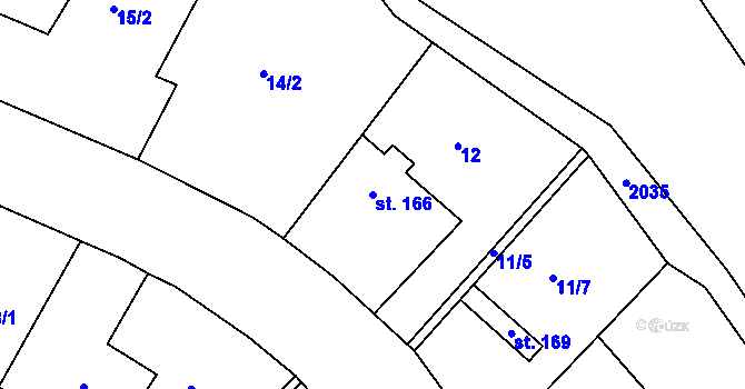 Parcela st. 166 v KÚ Suchý Důl, Katastrální mapa