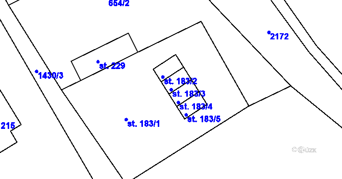 Parcela st. 183/3 v KÚ Suchý Důl, Katastrální mapa
