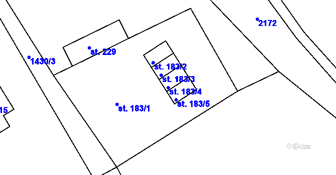 Parcela st. 183/4 v KÚ Suchý Důl, Katastrální mapa