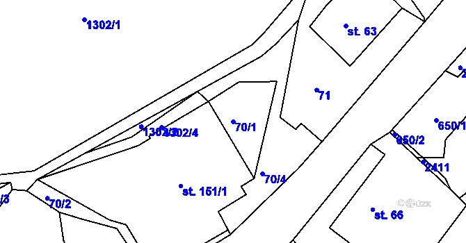 Parcela st. 70/1 v KÚ Suchý Důl, Katastrální mapa