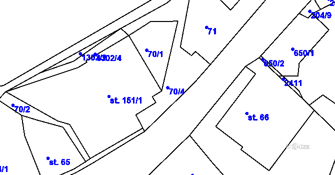 Parcela st. 70/4 v KÚ Suchý Důl, Katastrální mapa