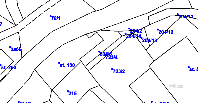 Parcela st. 204/6 v KÚ Suchý Důl, Katastrální mapa