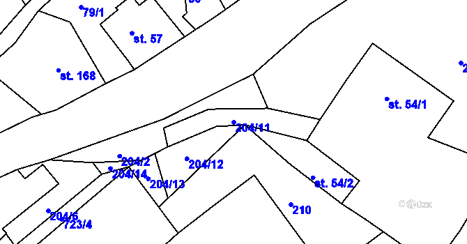 Parcela st. 204/11 v KÚ Suchý Důl, Katastrální mapa
