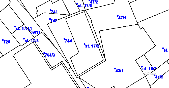 Parcela st. 17/2 v KÚ Sukorady u Mladé Boleslavi, Katastrální mapa