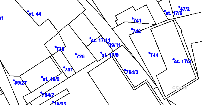 Parcela st. 17/8 v KÚ Sukorady u Mladé Boleslavi, Katastrální mapa