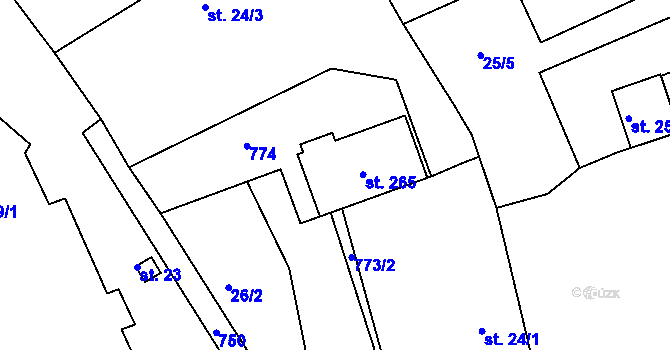 Parcela st. 24/5 v KÚ Sukorady u Mladé Boleslavi, Katastrální mapa