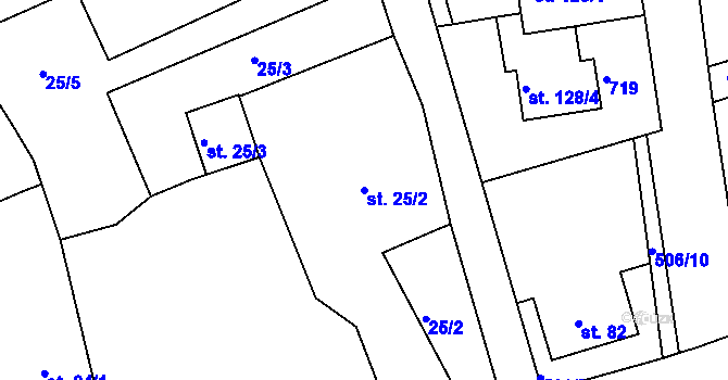 Parcela st. 25/2 v KÚ Sukorady u Mladé Boleslavi, Katastrální mapa