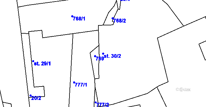 Parcela st. 30/2 v KÚ Sukorady u Mladé Boleslavi, Katastrální mapa