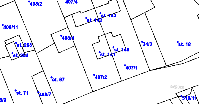 Parcela st. 141 v KÚ Sukorady u Mladé Boleslavi, Katastrální mapa