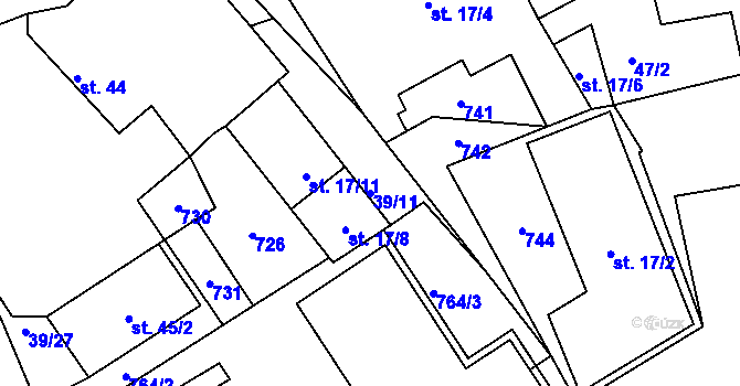 Parcela st. 39/11 v KÚ Sukorady u Mladé Boleslavi, Katastrální mapa
