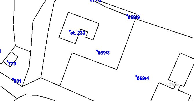 Parcela st. 669/3 v KÚ Sukorady u Mladé Boleslavi, Katastrální mapa