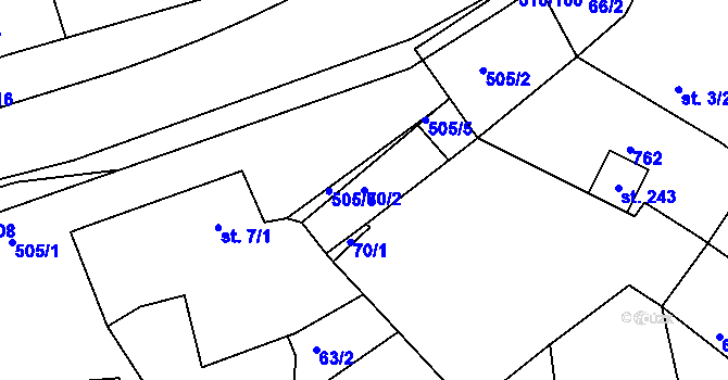 Parcela st. 70/2 v KÚ Sukorady u Mladé Boleslavi, Katastrální mapa