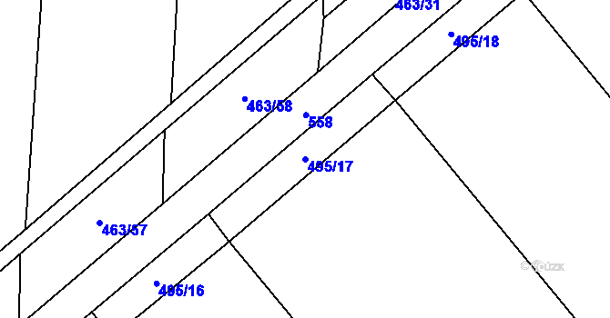 Parcela st. 495/17 v KÚ Sukorady u Mladé Boleslavi, Katastrální mapa
