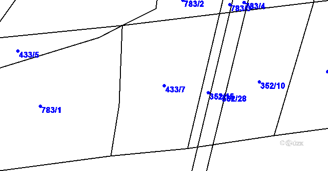 Parcela st. 433/7 v KÚ Sukorady u Mladé Boleslavi, Katastrální mapa