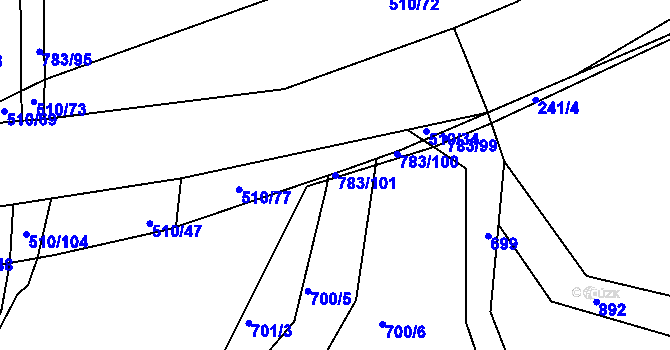 Parcela st. 783/101 v KÚ Sukorady u Mladé Boleslavi, Katastrální mapa