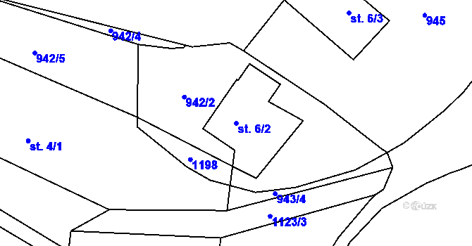 Parcela st. 6/2 v KÚ Sukorady, Katastrální mapa