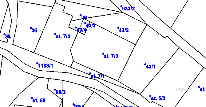 Parcela st. 7/3 v KÚ Sukorady, Katastrální mapa