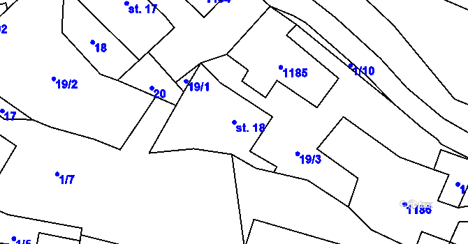Parcela st. 18 v KÚ Sukorady, Katastrální mapa