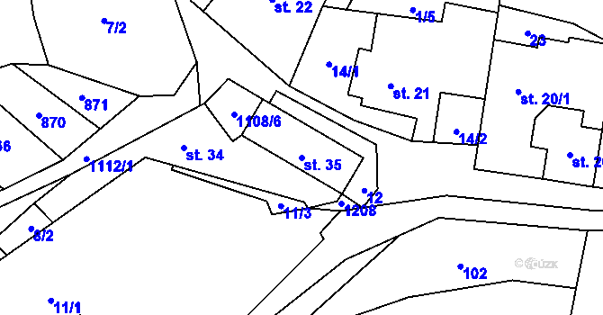 Parcela st. 35 v KÚ Sukorady, Katastrální mapa