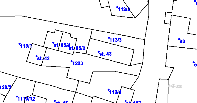 Parcela st. 43 v KÚ Sukorady, Katastrální mapa