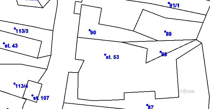Parcela st. 53 v KÚ Sukorady, Katastrální mapa