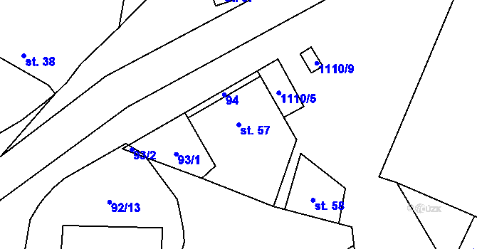 Parcela st. 57 v KÚ Sukorady, Katastrální mapa