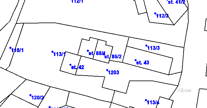 Parcela st. 85/2 v KÚ Sukorady, Katastrální mapa