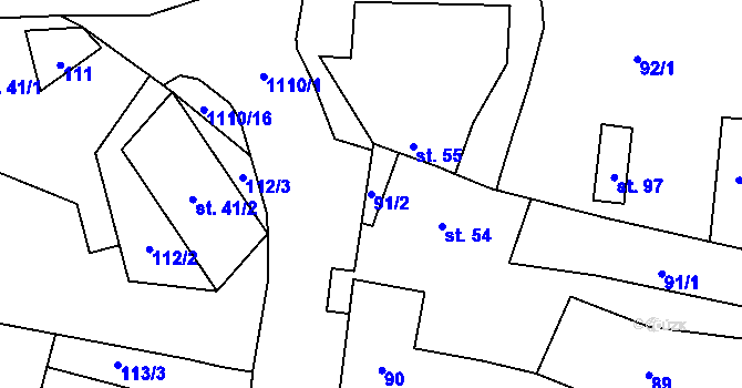 Parcela st. 91/2 v KÚ Sukorady, Katastrální mapa