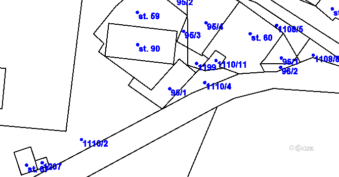 Parcela st. 95/1 v KÚ Sukorady, Katastrální mapa