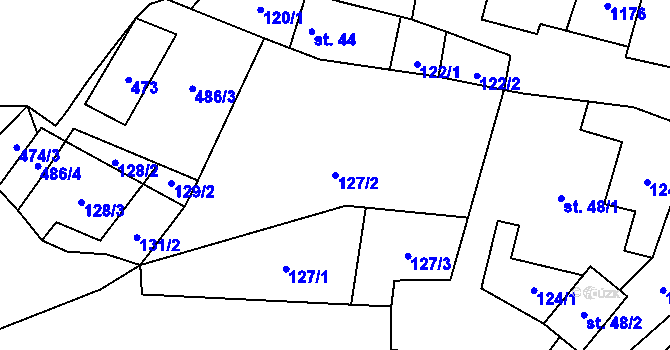 Parcela st. 127/2 v KÚ Sukorady, Katastrální mapa