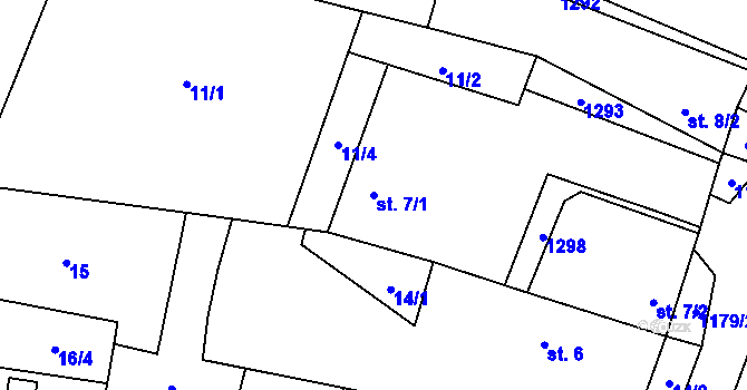 Parcela st. 7/1 v KÚ Velký Hubenov, Katastrální mapa